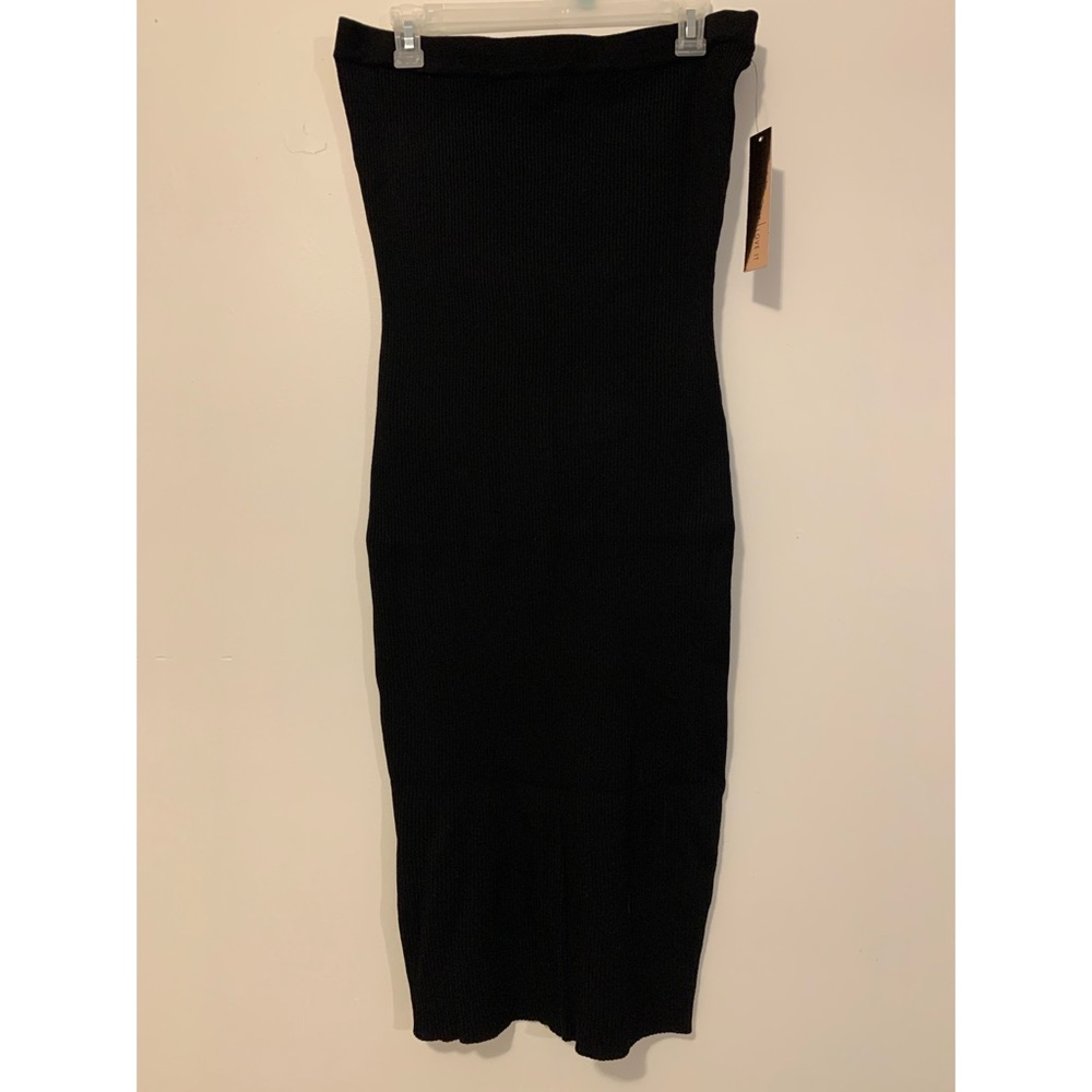 Black Tube Knit Midi Dress